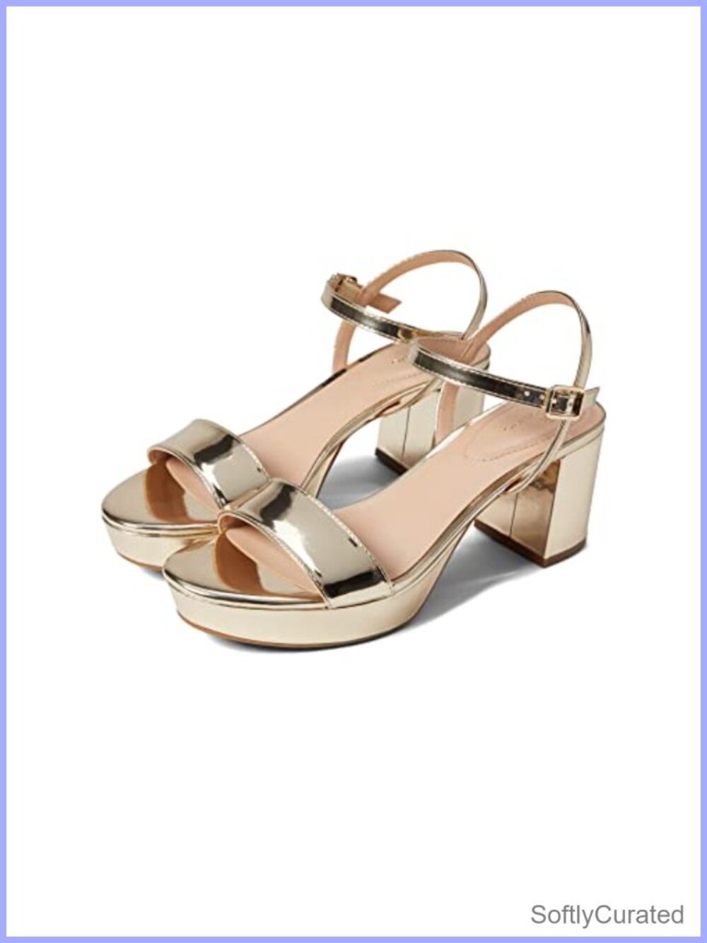 Faux Leather Platform Sandals with Ankle Strap Casual Wedding Block Heel
